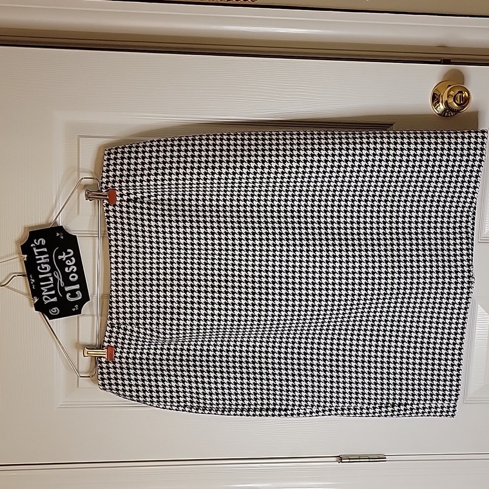 Jones Studio Separates Skirt Houndstooth 14W Black White